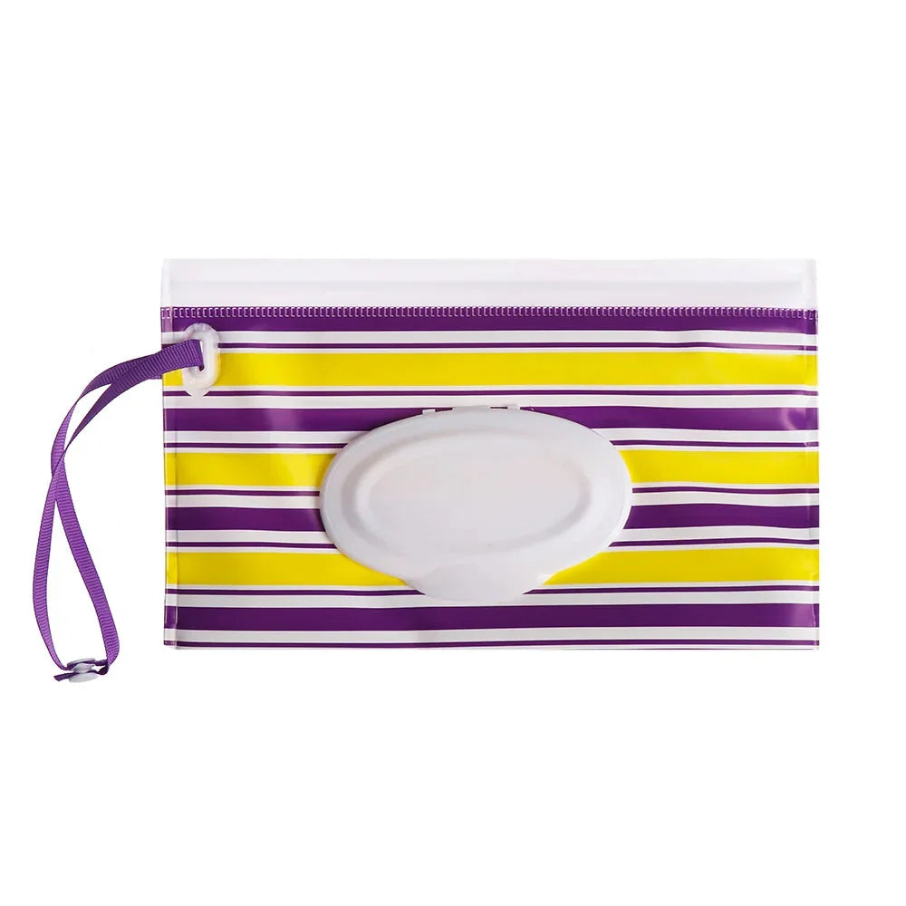 Portable Baby Wet Wipe Pouch with Flip Top Lid and Carrying Strap
