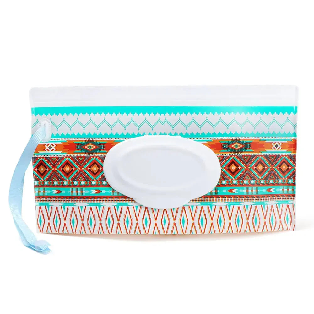 Portable Baby Wet Wipe Pouch with Flip Top Lid and Carrying Strap