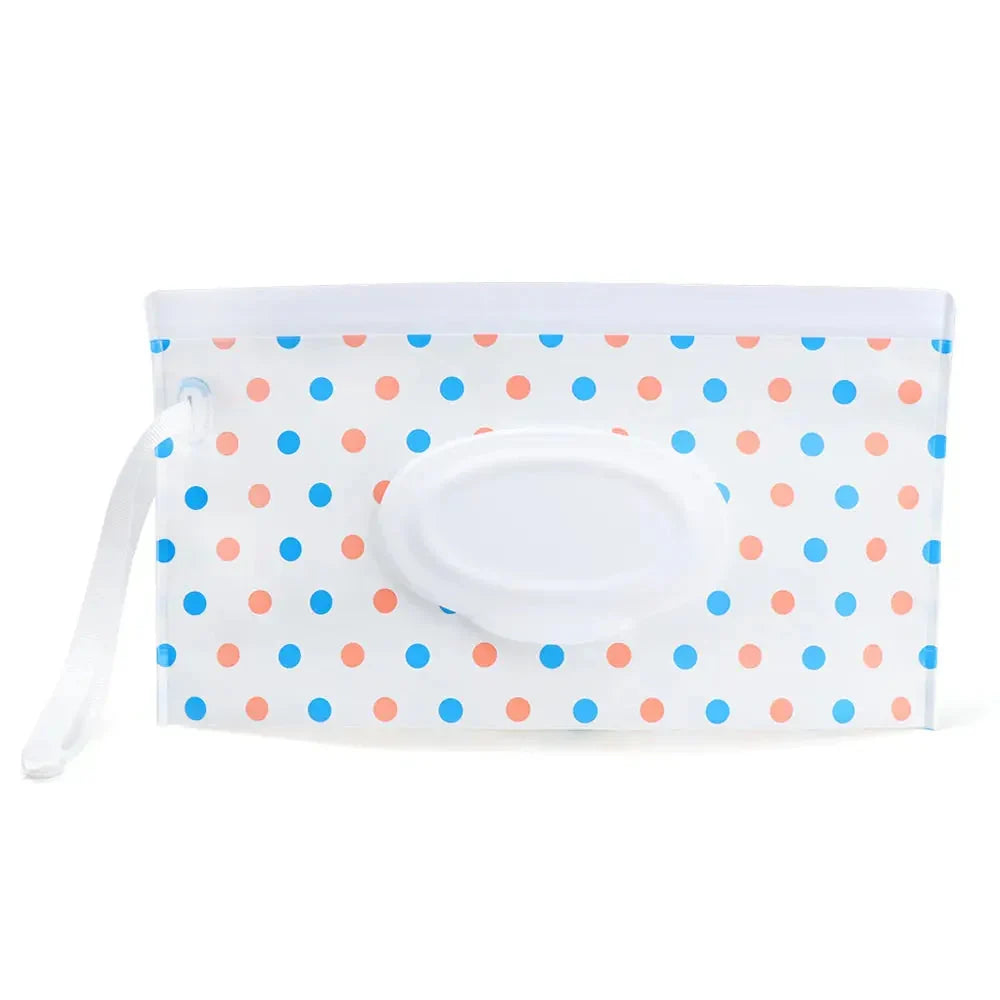 Portable Baby Wet Wipe Pouch with Flip Top Lid and Carrying Strap