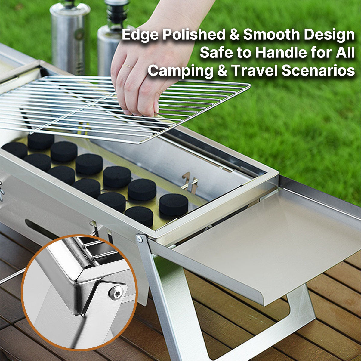 Portable Charcoal BBQ Grill - Ultra-Thin Foldable for Outdoor Cooking