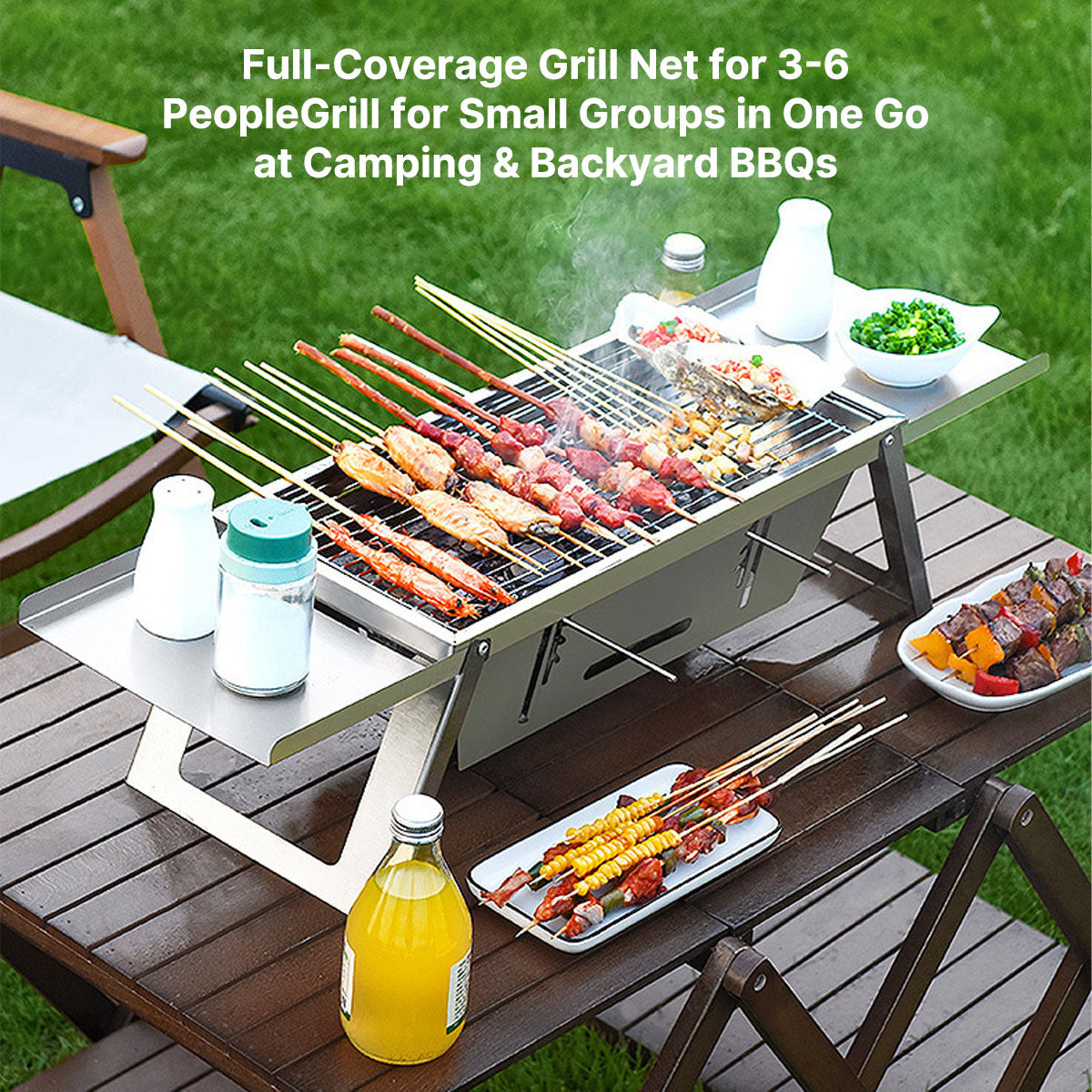 Portable Charcoal BBQ Grill - Ultra-Thin Foldable for Outdoor Cooking