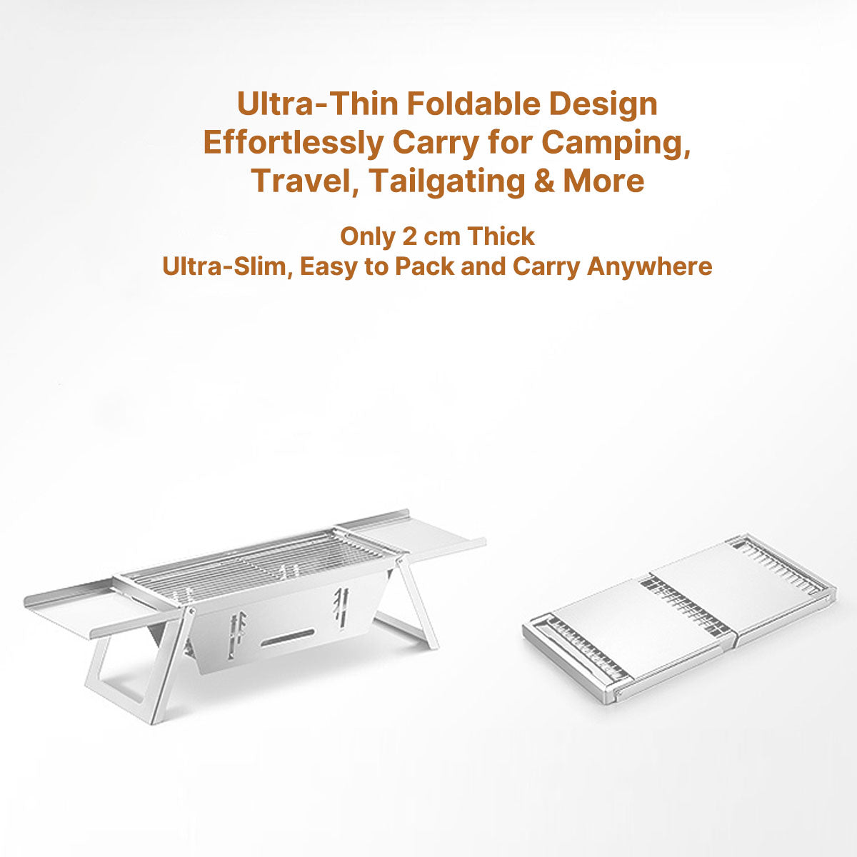 Portable Charcoal BBQ Grill - Ultra-Thin Foldable for Outdoor Cooking