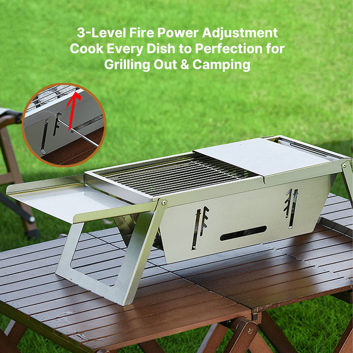 Portable Charcoal BBQ Grill - Ultra-Thin Foldable for Outdoor Cooking