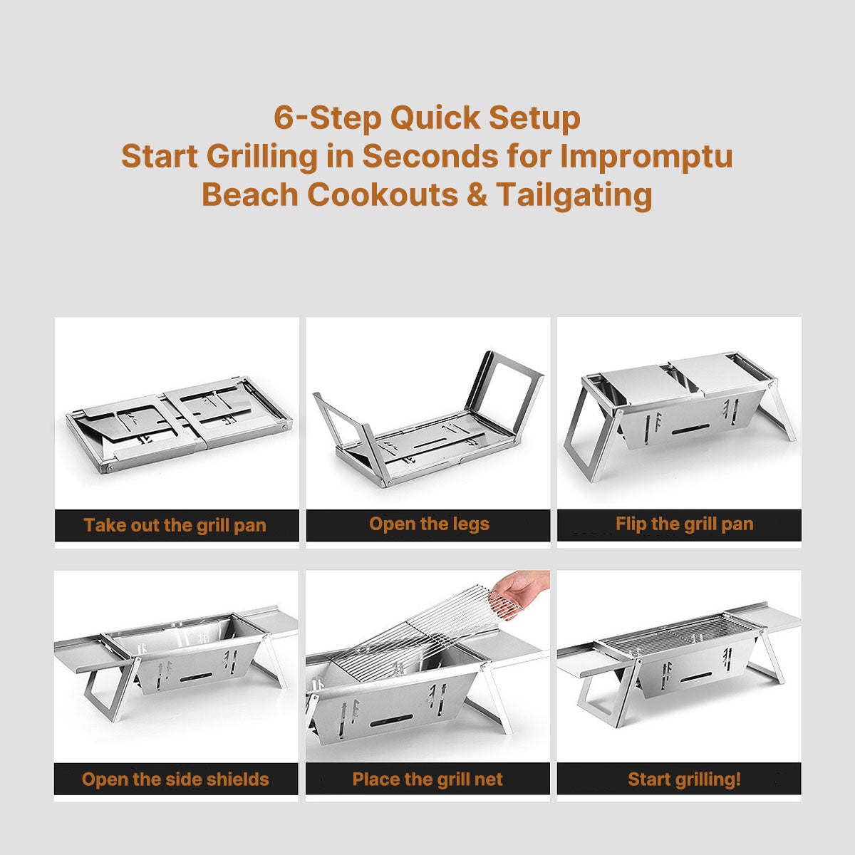 Portable Charcoal BBQ Grill - Ultra-Thin Foldable for Outdoor Cooking