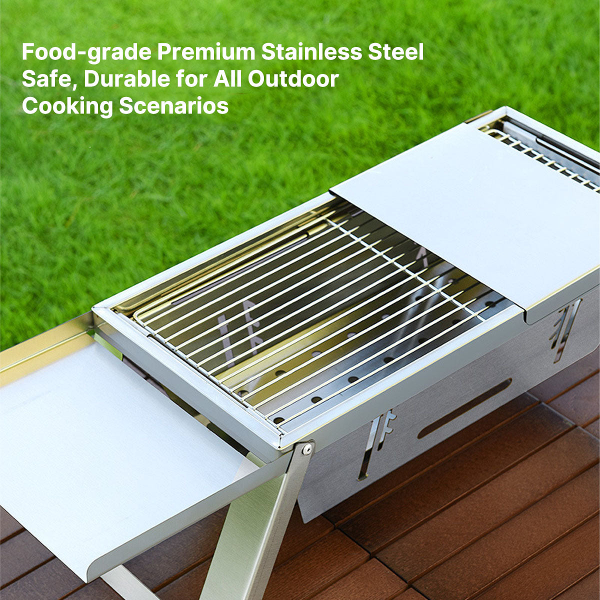 Portable Charcoal BBQ Grill - Ultra-Thin Foldable for Outdoor Cooking