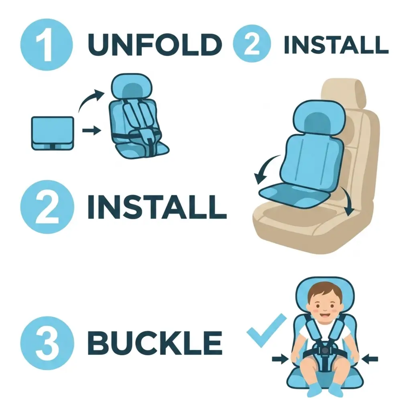 Portable & Foldable Child Car Booster Seat