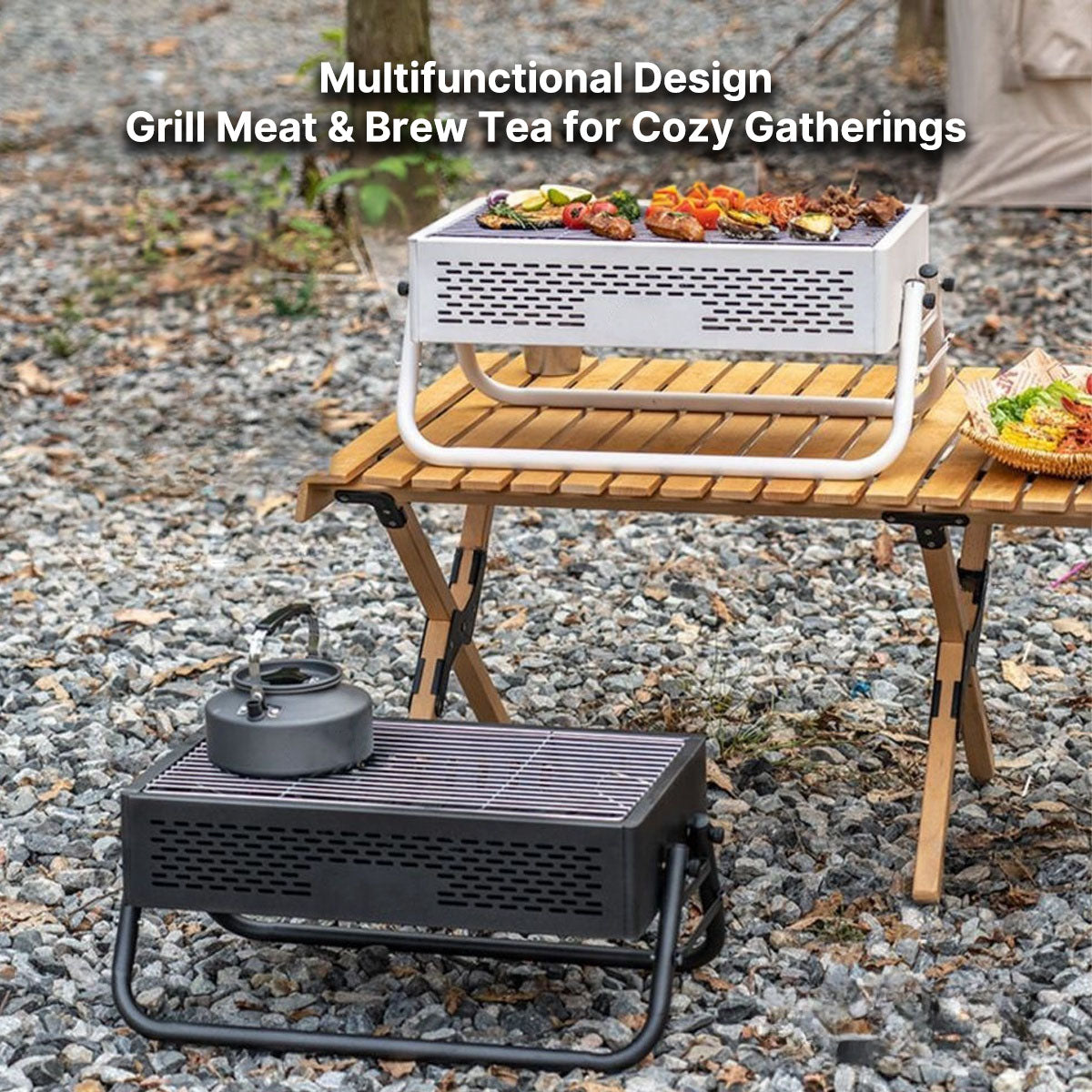 Portable Foldable Smokeless BBQ Grill with Accessories