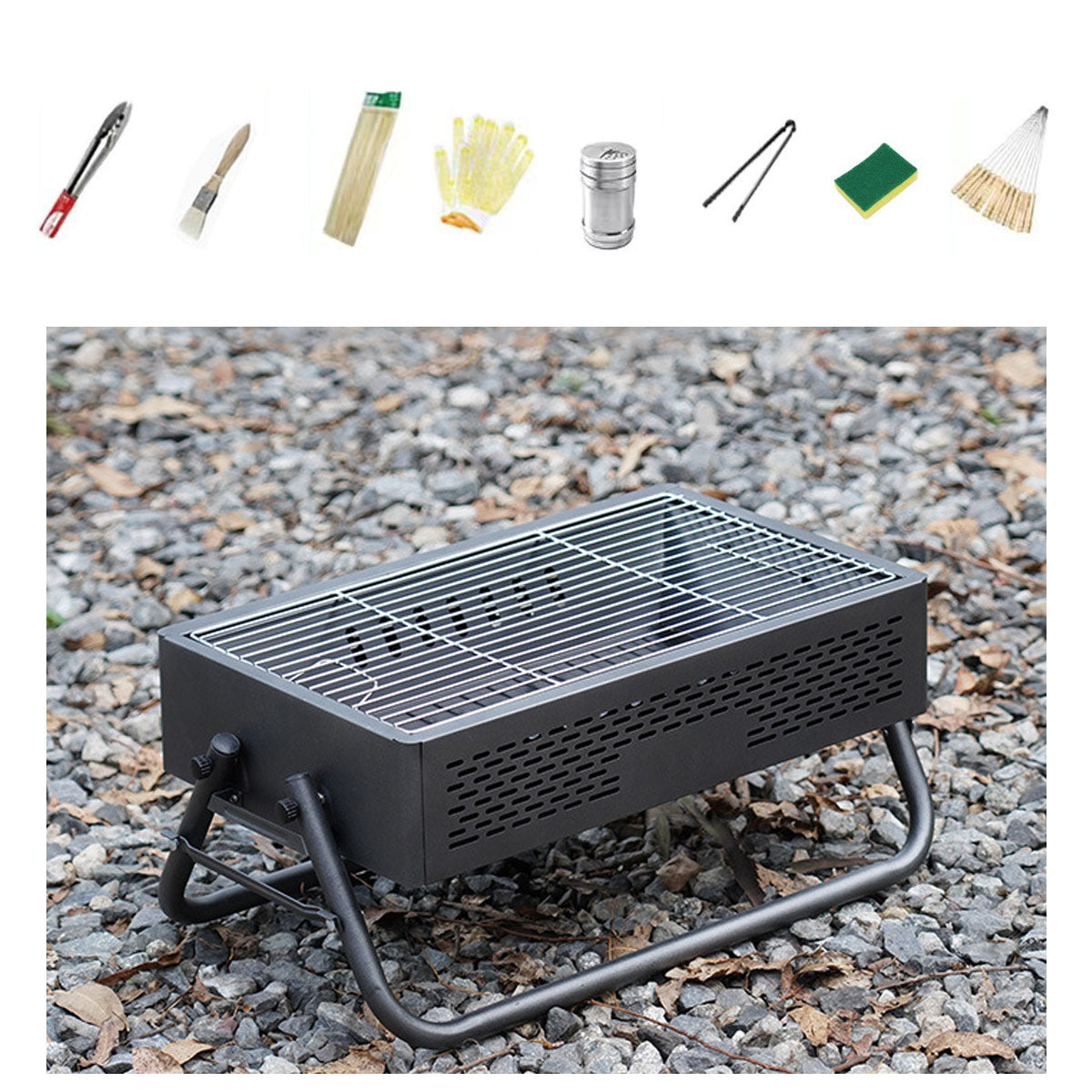 Portable Foldable Smokeless BBQ Grill with Accessories