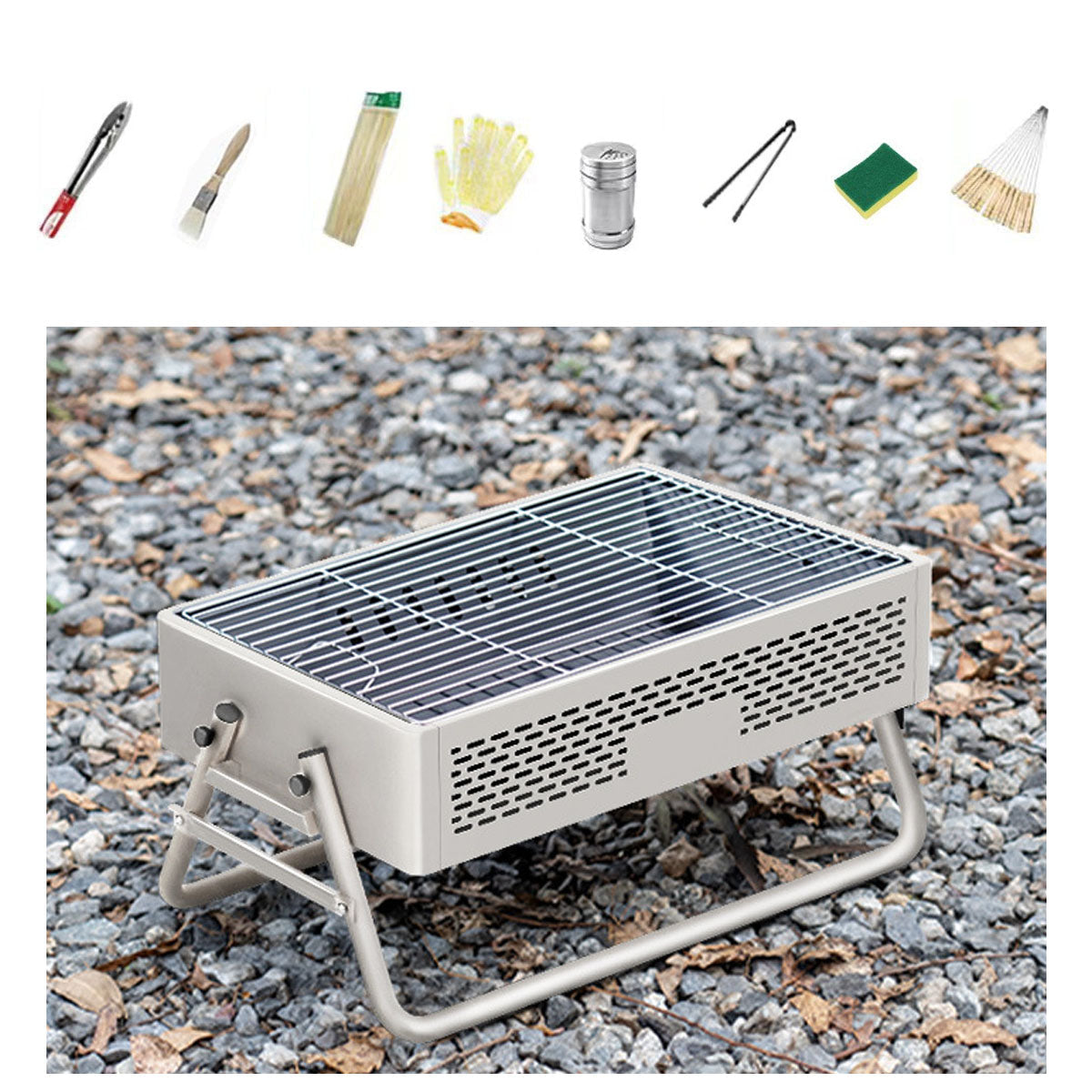 Portable Foldable Smokeless BBQ Grill with Accessories