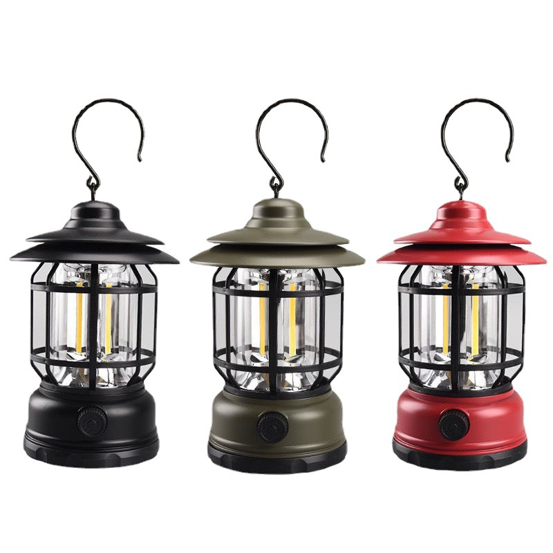 Portable Retro Camping Lamp - LED with USB Charging