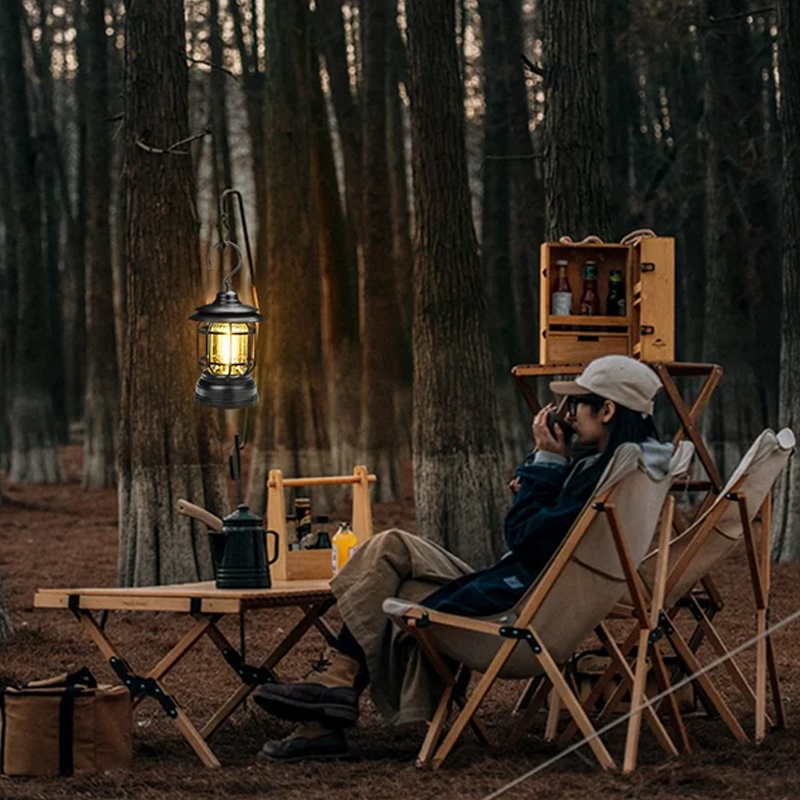 Portable Retro Camping Lamp - LED with USB Charging