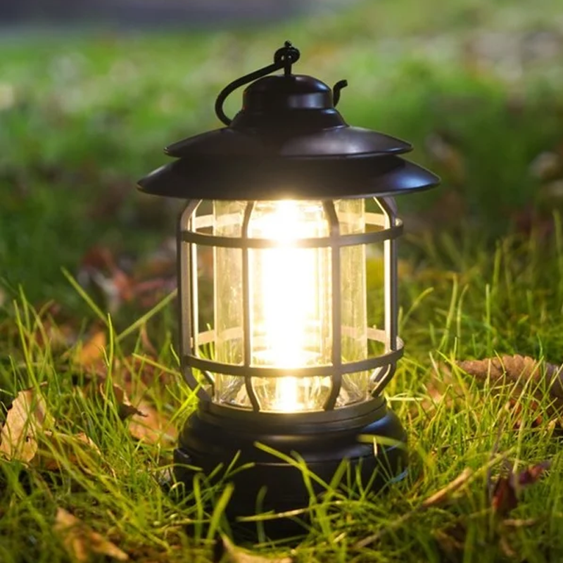 Portable Retro Camping Lamp - LED with USB Charging