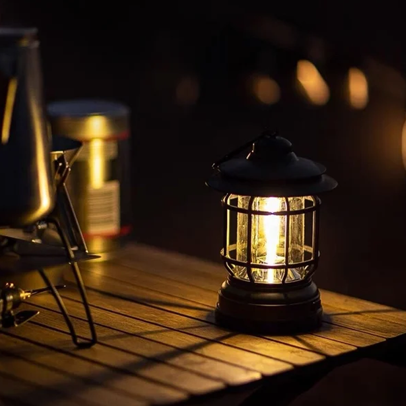 Portable Retro Camping Lamp - LED with USB Charging