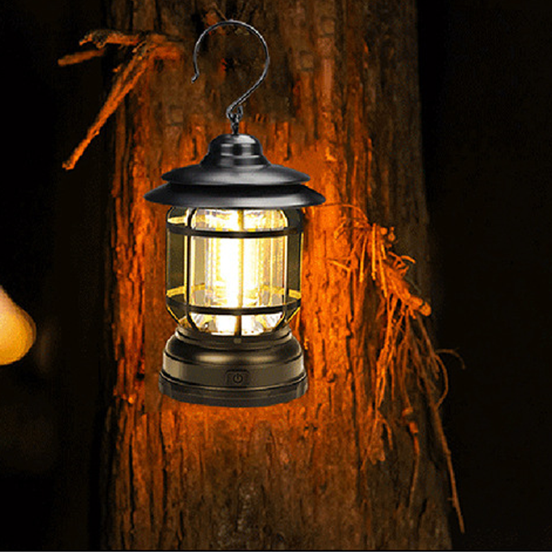 Portable Retro Camping Lamp - LED with USB Charging