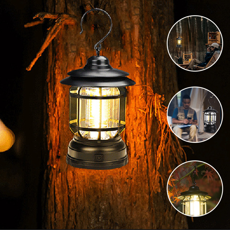 Portable Retro Camping Lamp - LED with USB Charging