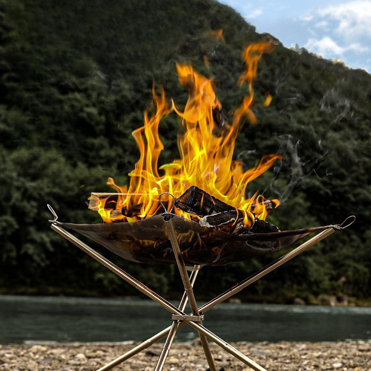 Portable Stainless Steel Camping Fire Pit with Grill Rack