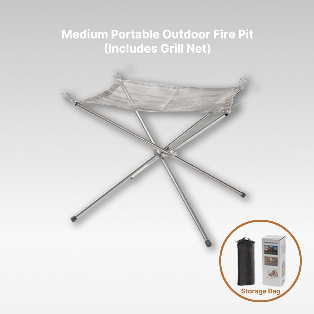 Portable Stainless Steel Camping Fire Pit with Grill Rack