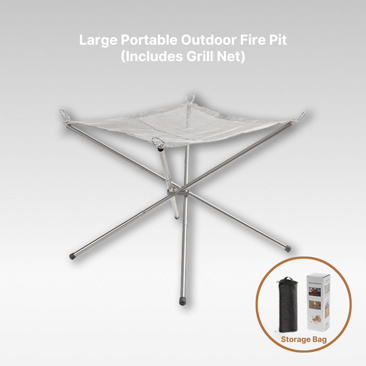 Portable Stainless Steel Camping Fire Pit with Grill Rack
