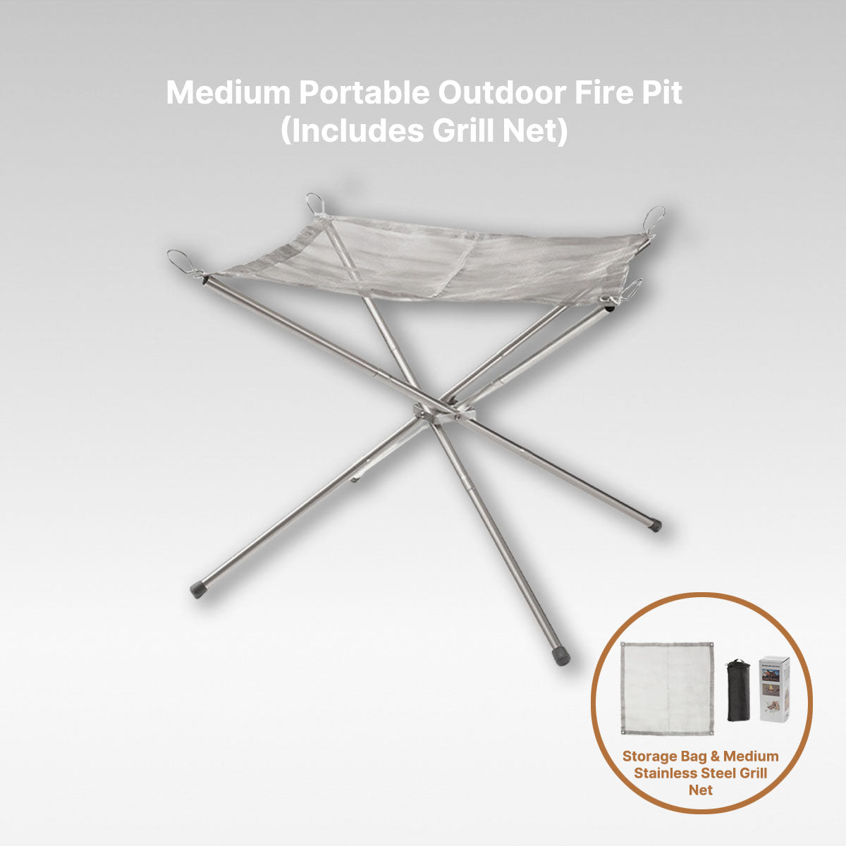 Portable Stainless Steel Camping Fire Pit with Grill Rack