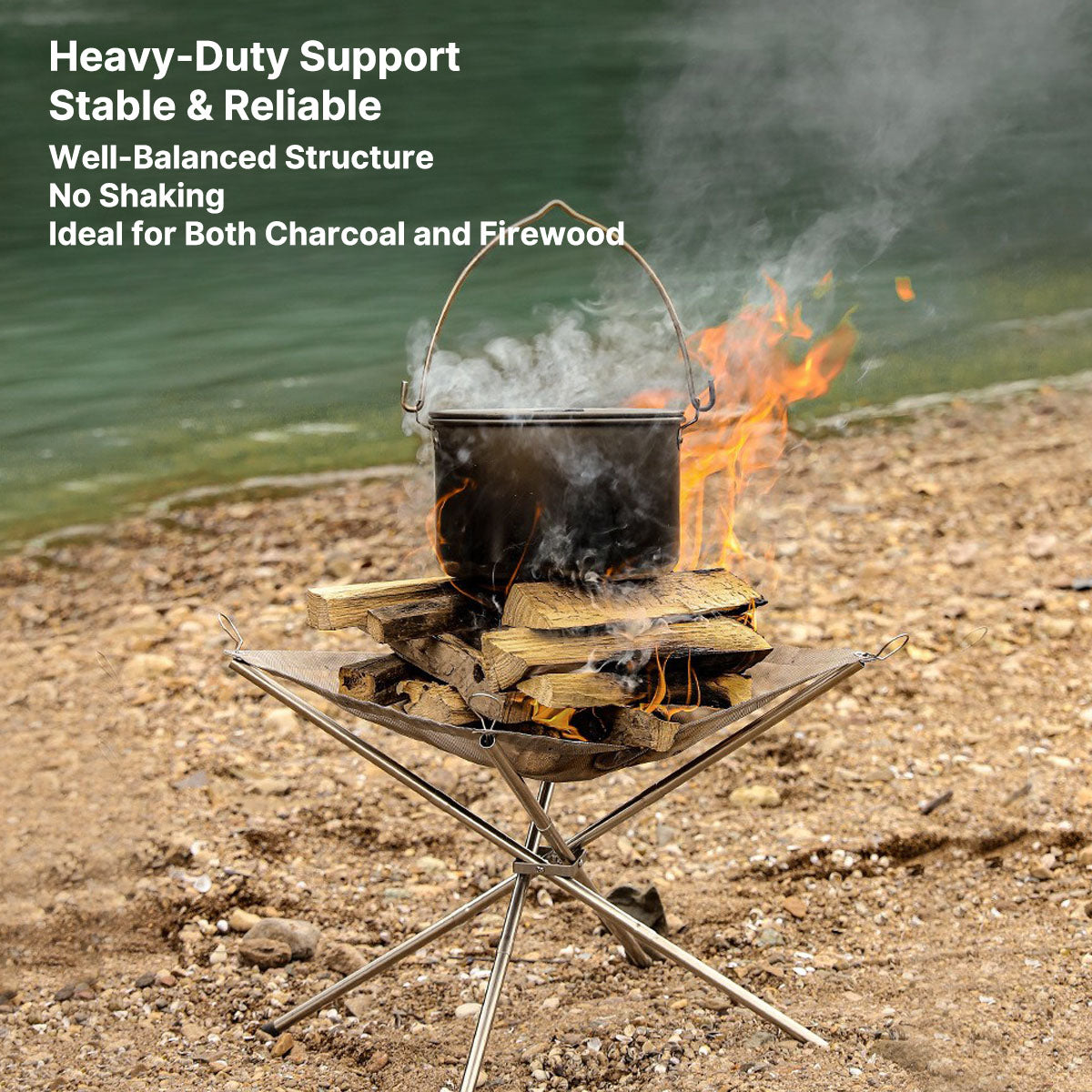 Portable Stainless Steel Camping Fire Pit with Grill Rack