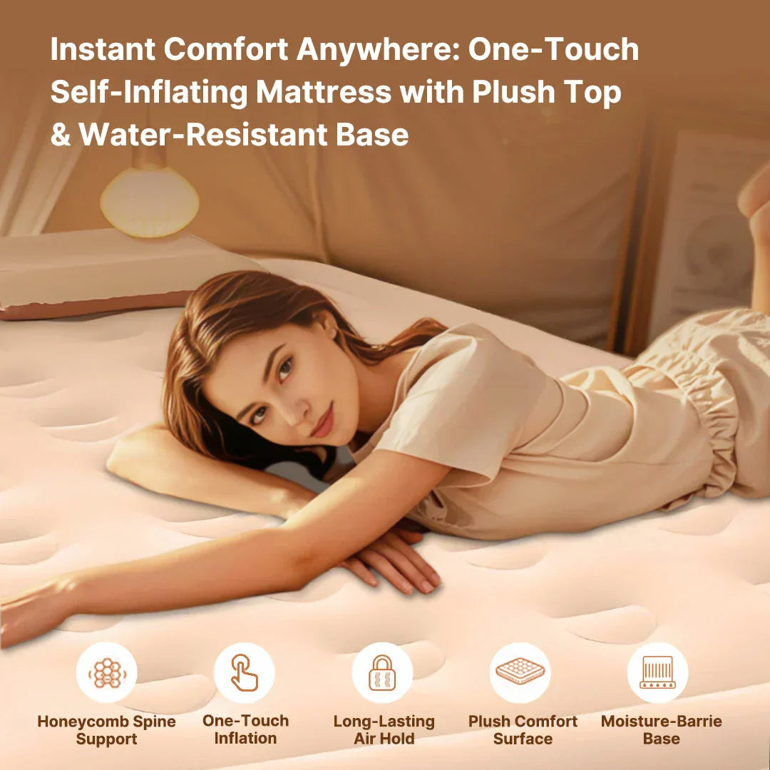 Premium Plush Inflatable Air Mattress with Built-in Pump