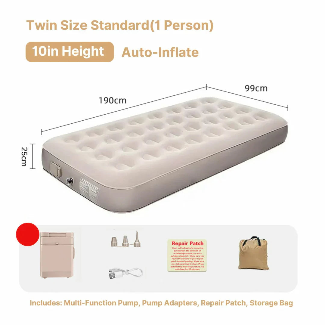Premium Plush Inflatable Air Mattress with Built-in Pump