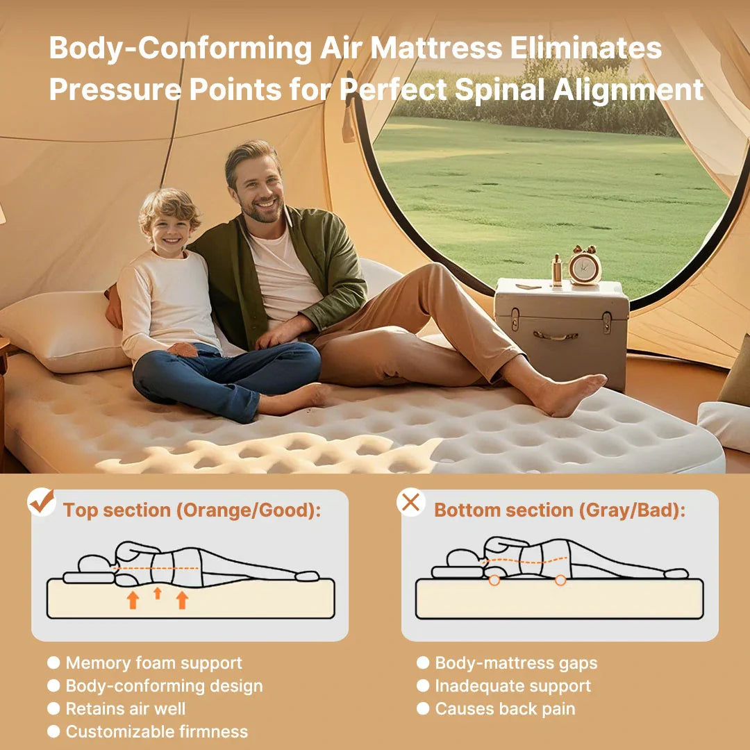 Premium Plush Inflatable Air Mattress with Built-in Pump