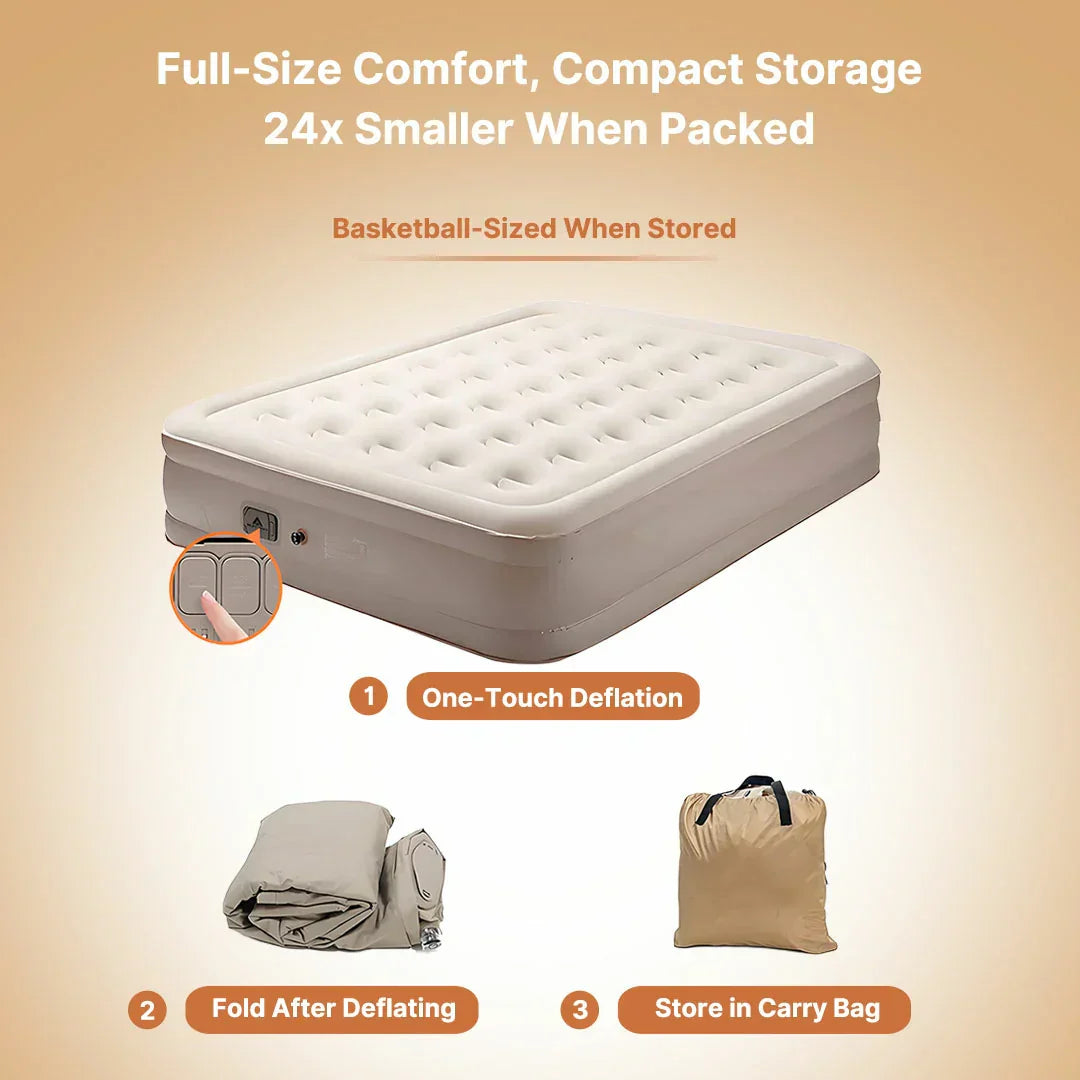 Premium Plush Inflatable Air Mattress with Built-in Pump