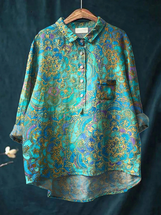 Printed Shirt Dress with Pocket