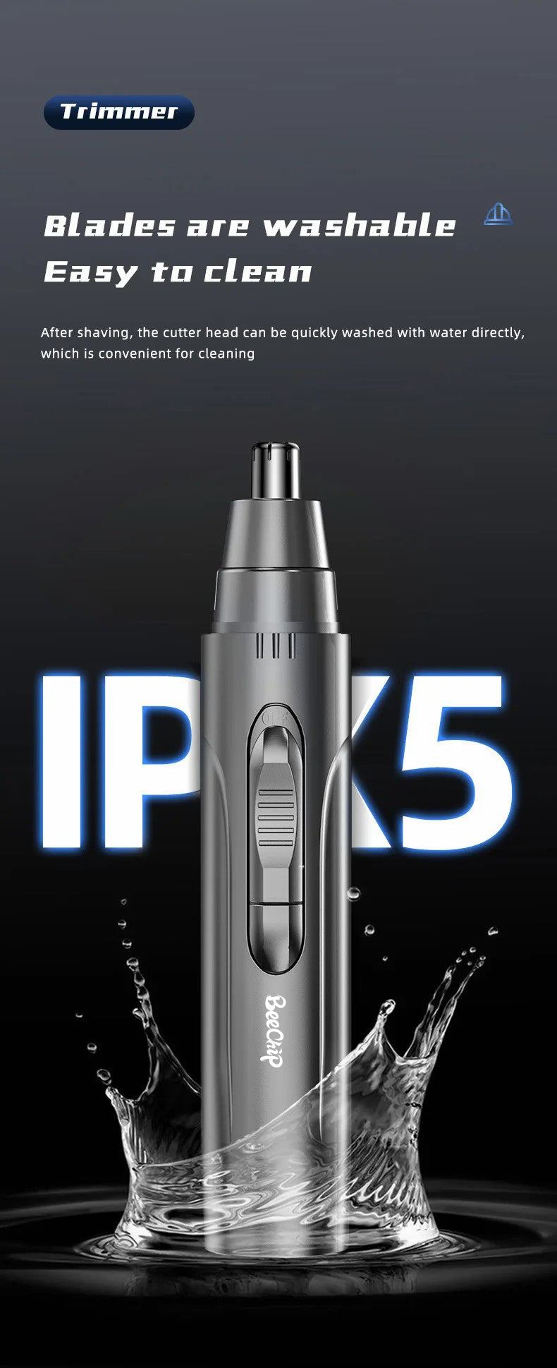 PROFESSIONAL PAINLESS NOSE & EAR HAIR TRIMMER FOR MEN AND WOMEN – RECHARGEABLE
