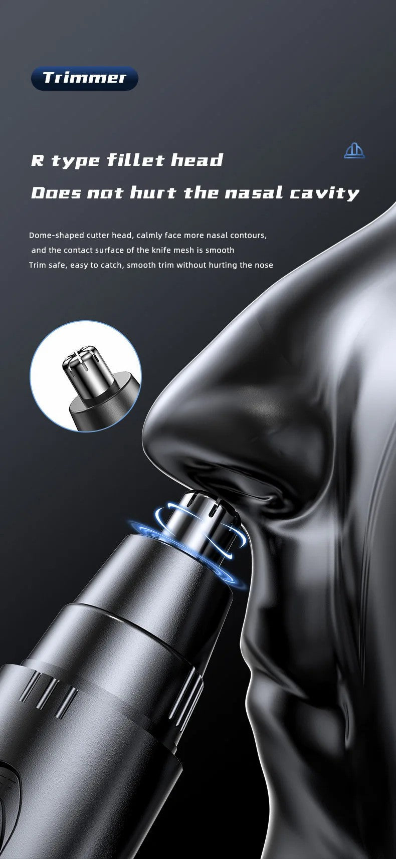 PROFESSIONAL PAINLESS NOSE & EAR HAIR TRIMMER FOR MEN AND WOMEN – RECHARGEABLE