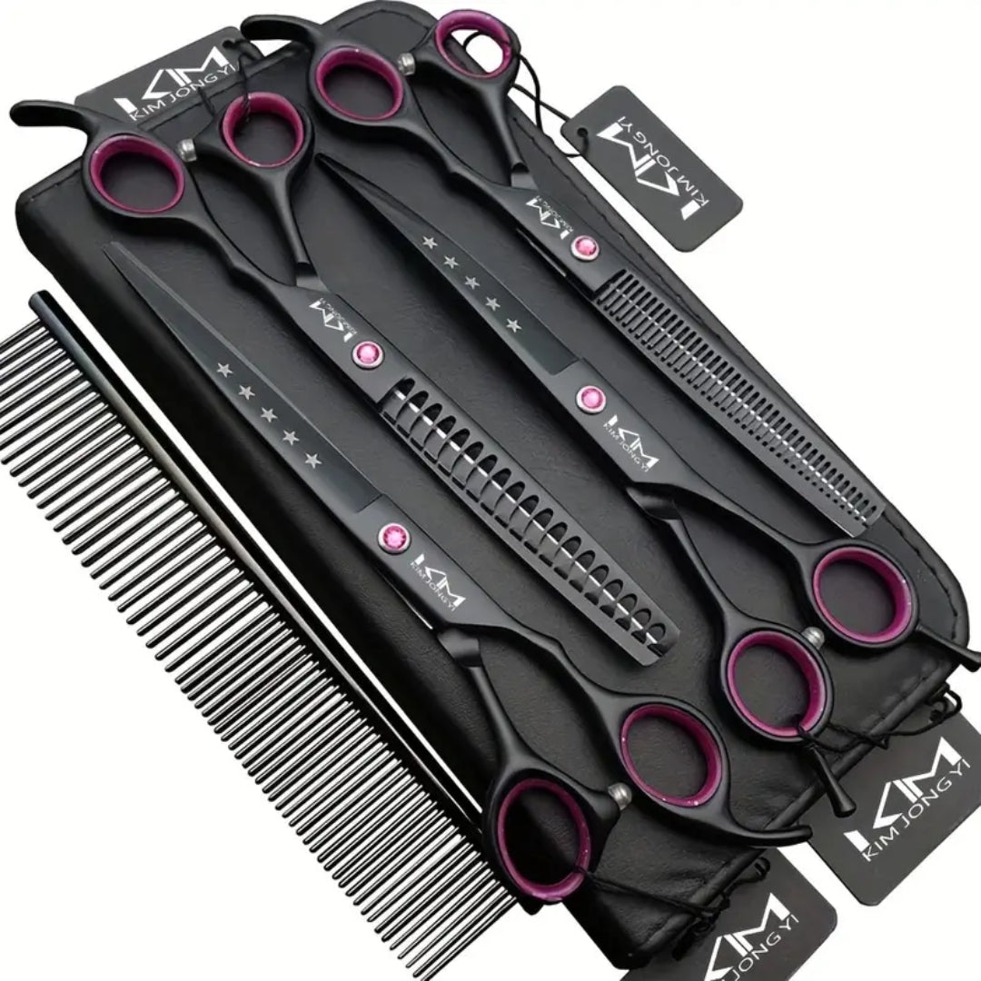 Professional Pet Grooming Scissors Set – High-Quality Stainless Steel Tools