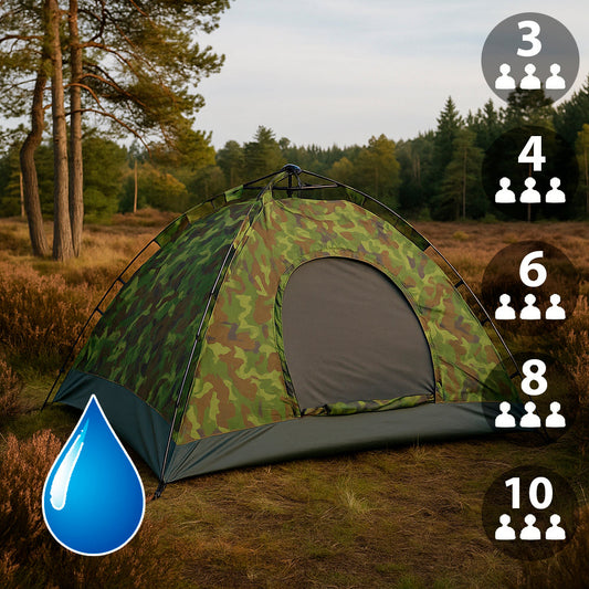 Quick-Up Camouflage Tent for 3–8 People
