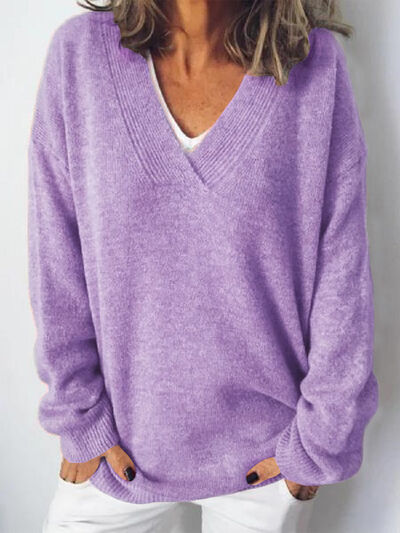 Image of Rachel | Women's Oversized V-Neck Sweater