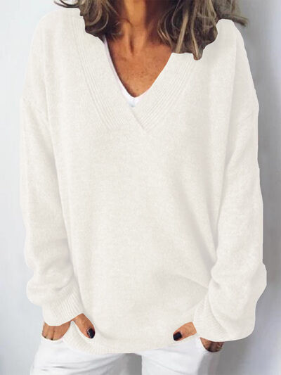 Image of Rachel | Women's Oversized V-Neck Sweater