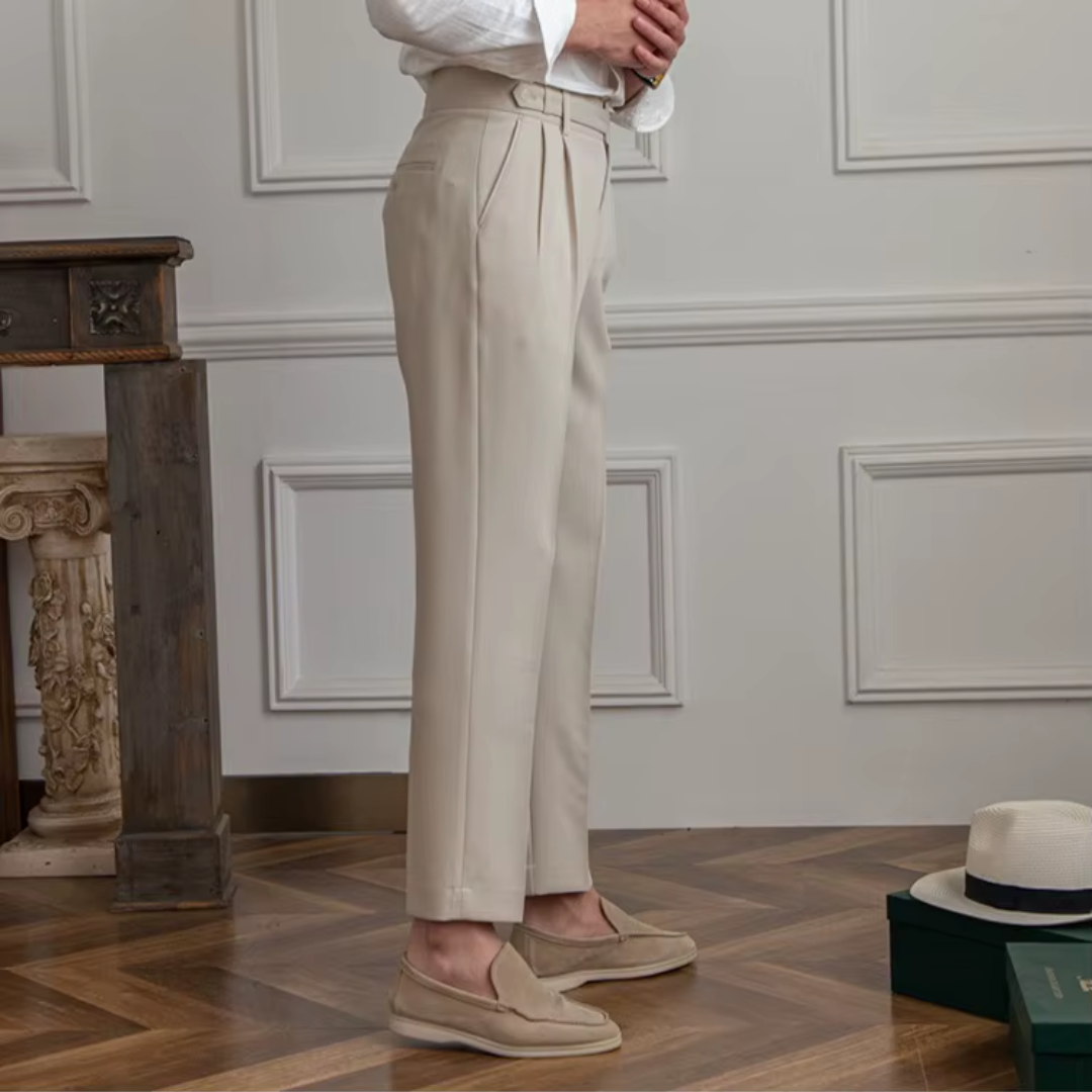 Image of Raphael | Men's Pleated Cropped Dress Pants