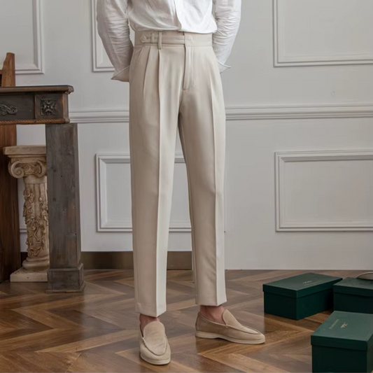 Image of Raphael | Men's Pleated Cropped Dress Pants