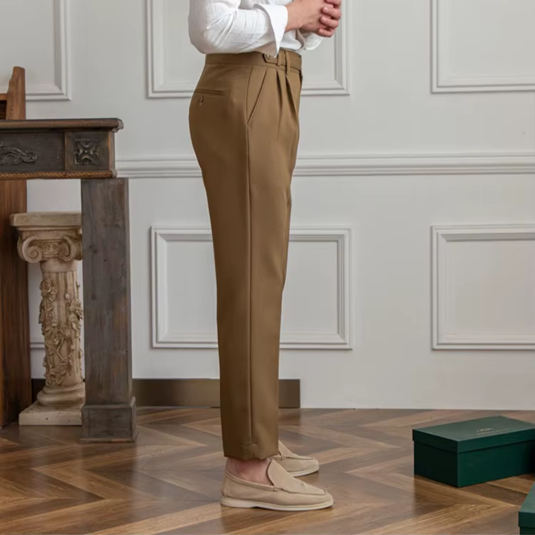 Image of Raphael | Men's Pleated Cropped Dress Pants