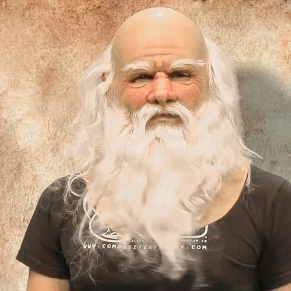 Realistic Santa Claus Full-Head Latex Mask with Long White Beard