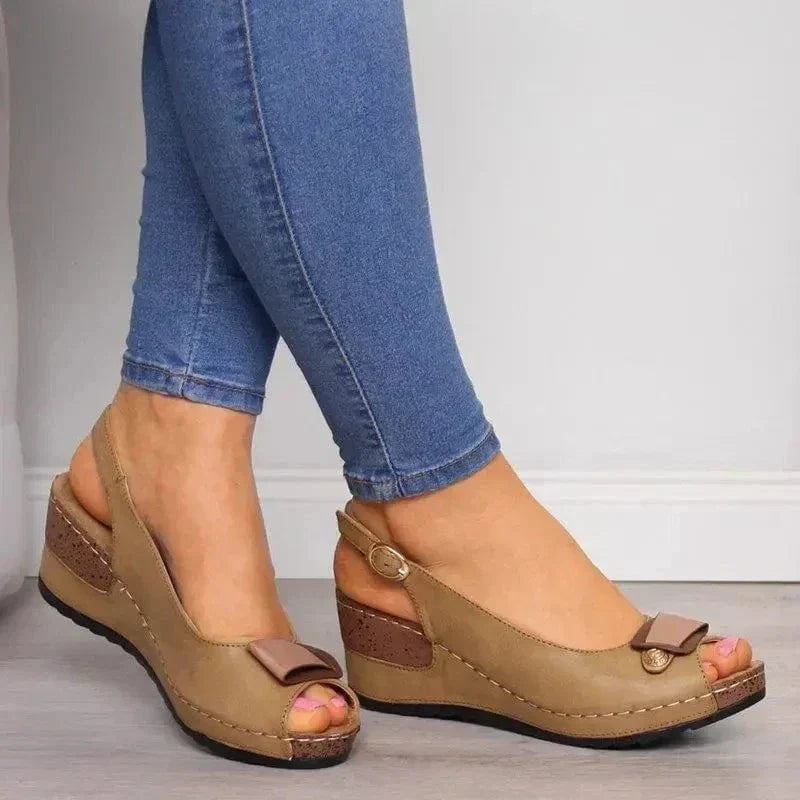 Image of Rebecca | Women's Peep Toe Wedge Heel Sandals
