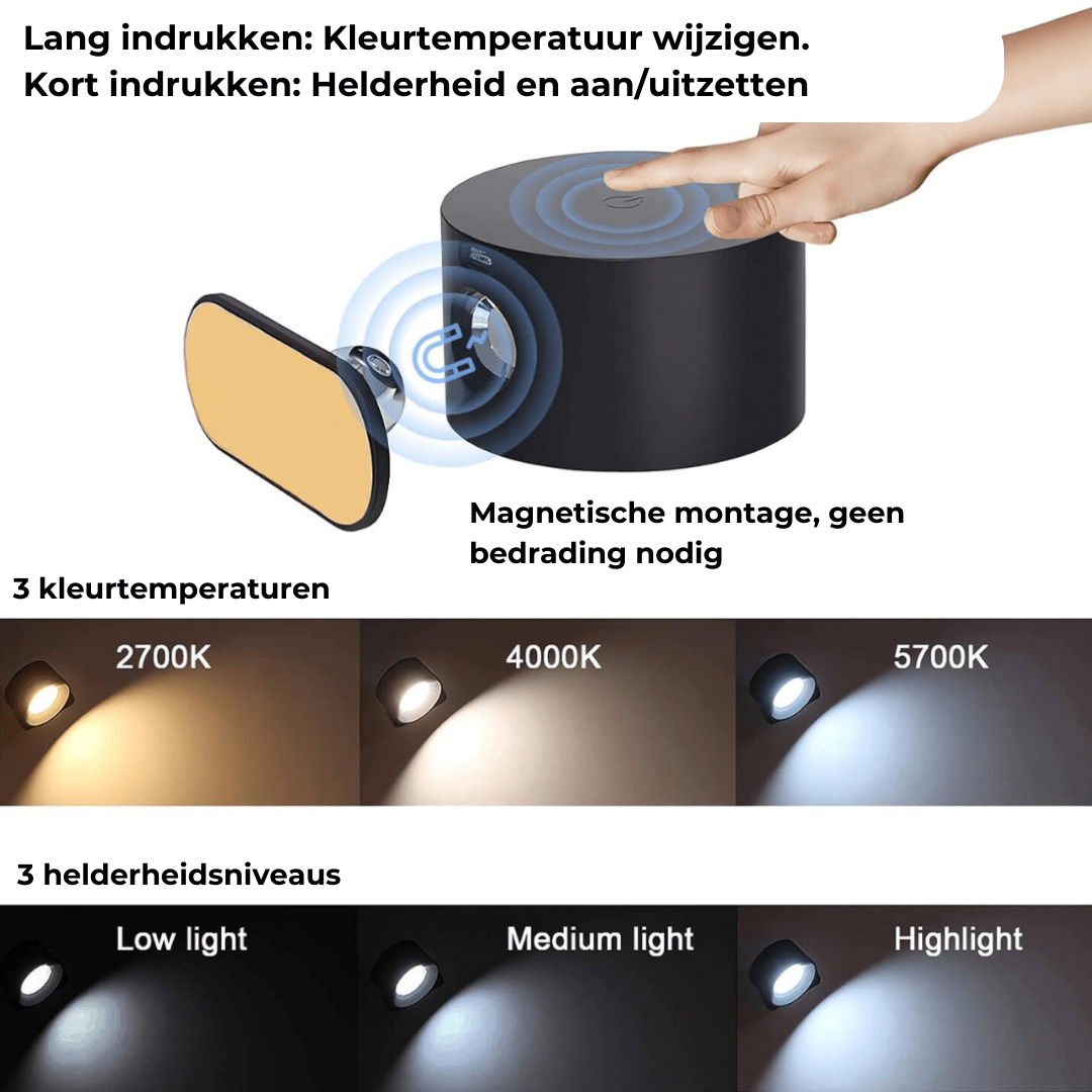 Rechargeable 360° LED Wall Lamp - Wireless & Atmospheric