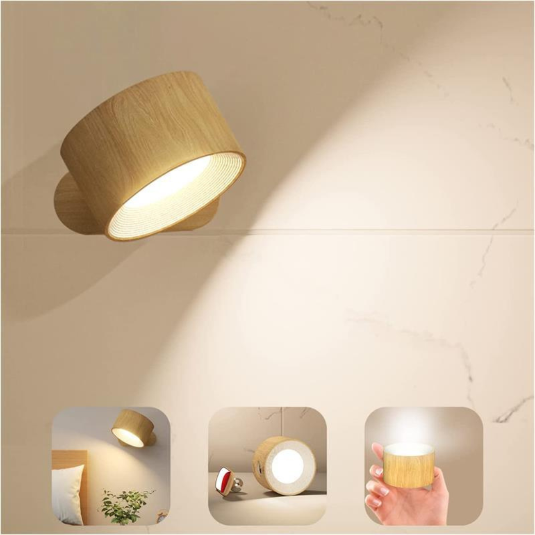 Rechargeable 360° LED Wall Lamp - Wireless & Atmospheric