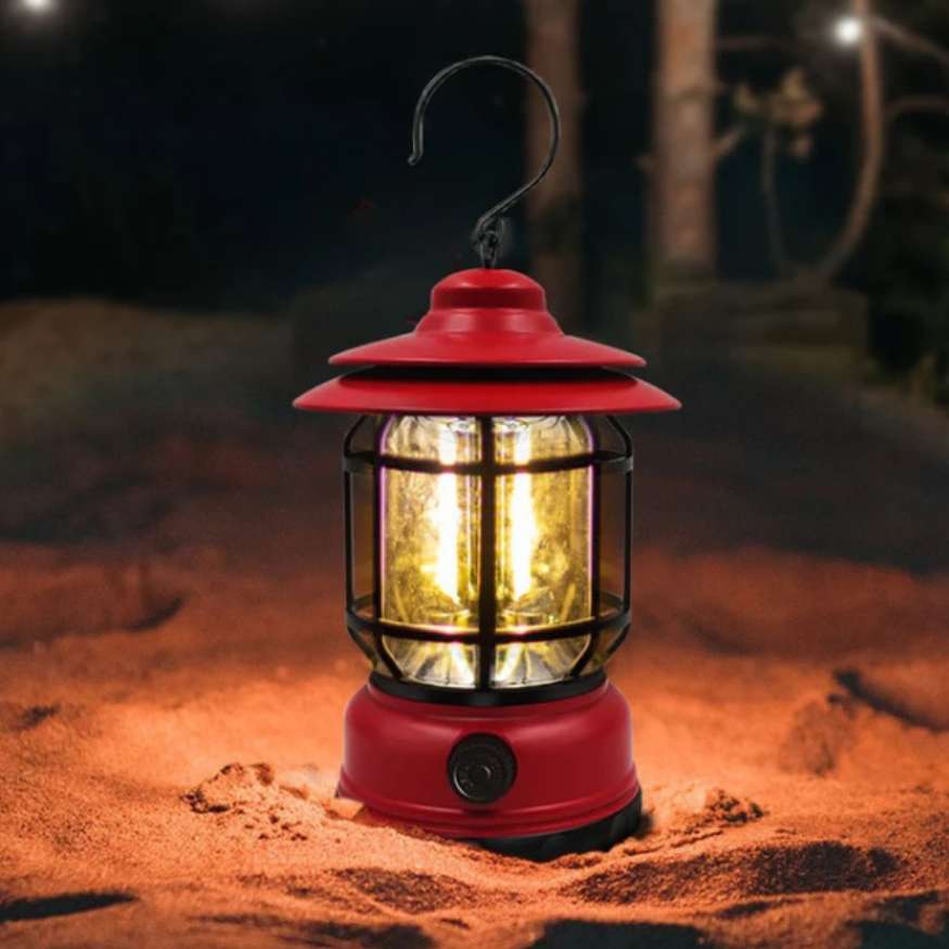 Rechargeable LED Camping Lantern - Vintage Style Dimmable Light