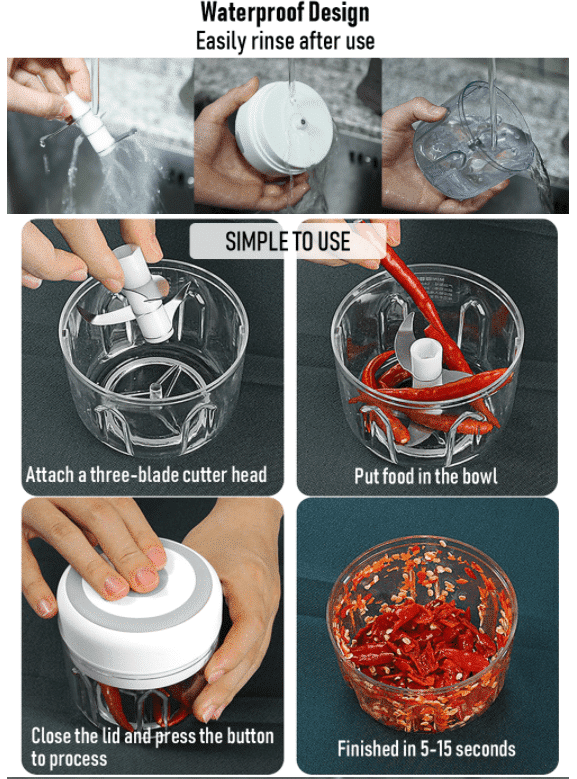 Rechargeable Mini Chopper (USB) 100 or 250 ml.