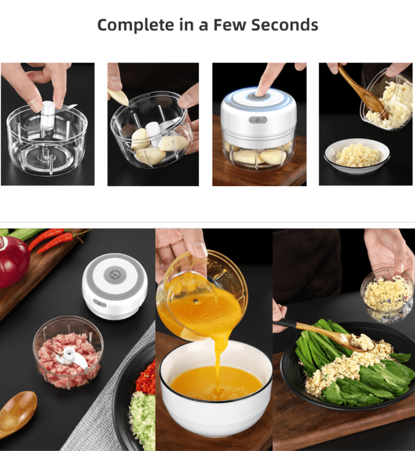 Rechargeable Mini Chopper (USB) 100 or 250 ml.