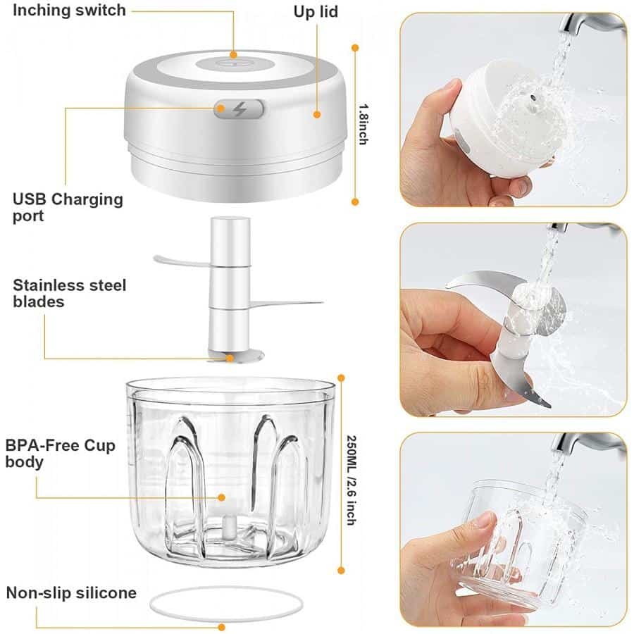 Rechargeable Mini Chopper (USB) 100 or 250 ml.