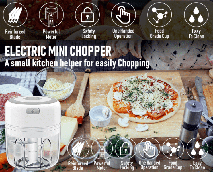 Rechargeable Mini Chopper (USB) 100 or 250 ml.