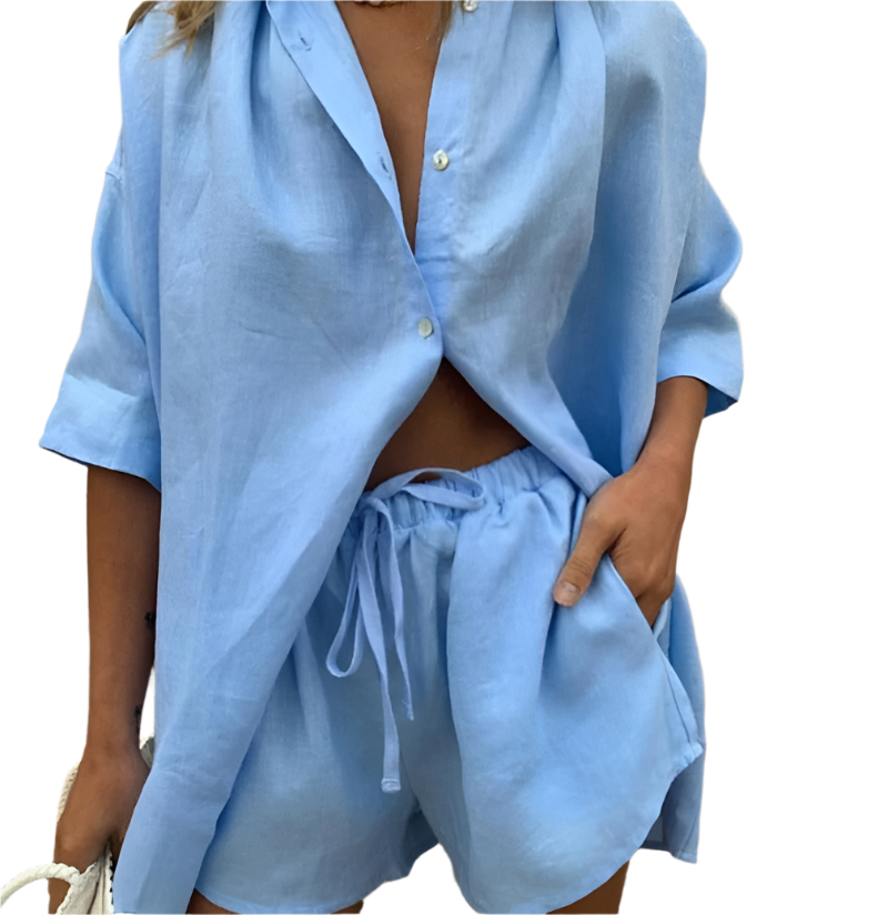 Image of Reese | Women's Button-Down Relaxed Fit Short Set
