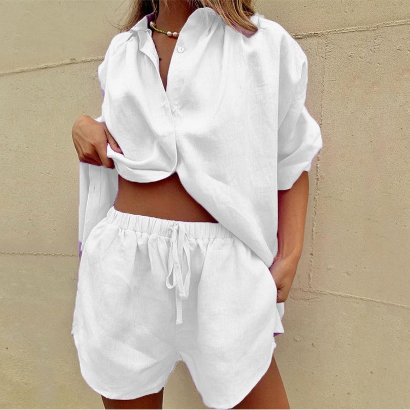 Image of Reese | Women's Button-Down Relaxed Fit Short Set