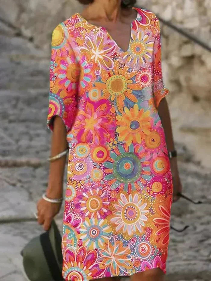 Image of Regina | Women's Floral V-Neck Midi Dress